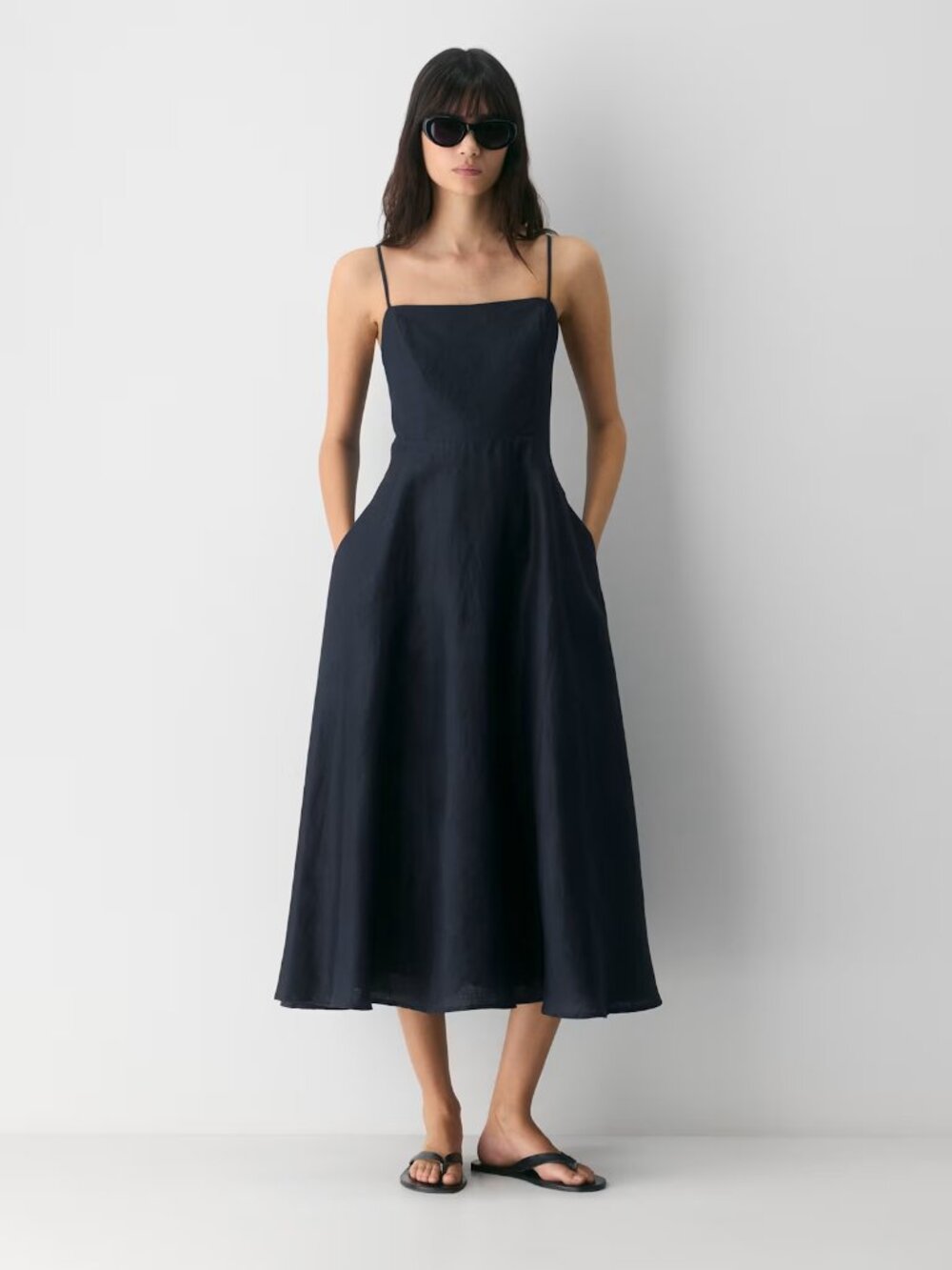 Aritzia Wilfred Anecdote Linen Dress, Size 2, Dark Night Navy (NWT)